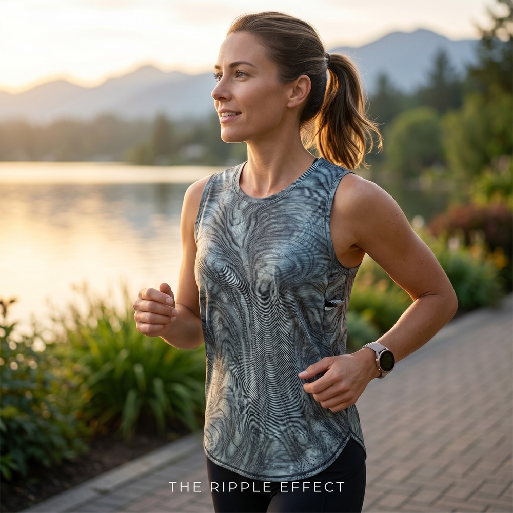 Lululemon Mesh Tank Top Blue Green Black Marble Print Running Yoga Athleisure